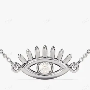 0.10CTW Round Shape Moissanite Evil Eye Necklace