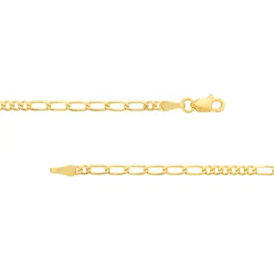 14K Gold 2.3mm 6 6 Figaro Chain Necklace with Lobster Lock