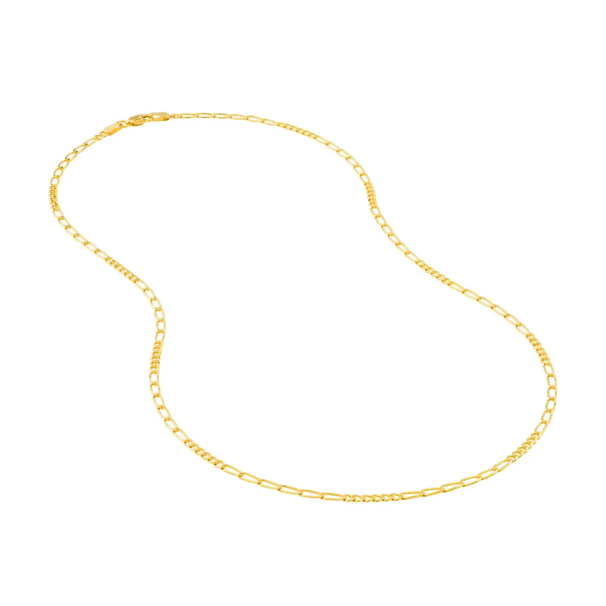 14K Gold 2.3mm 6 6 Figaro Chain Necklace with Lobster Lock