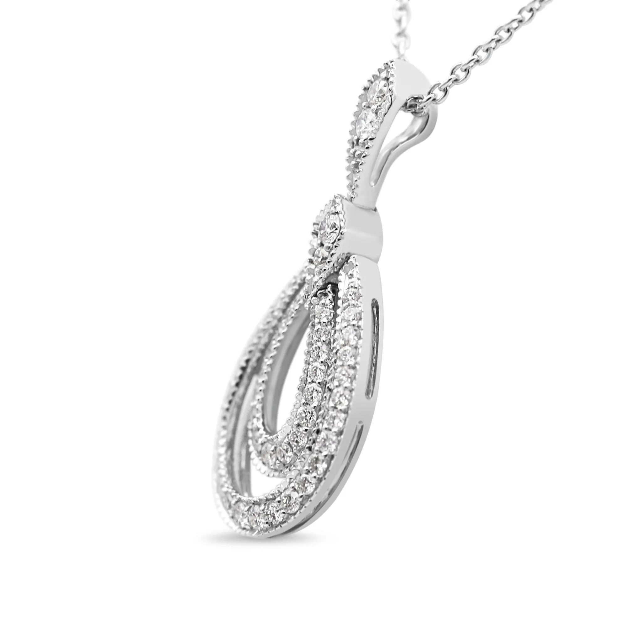 18ct White Gold Diamond Drop Pendant Necklace 16"