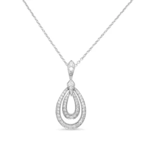 18ct White Gold Diamond Drop Pendant Necklace 16"