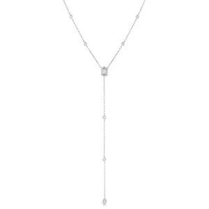 18k White Gold 0.40ctw Diamond Hexagon Drop Pendant Necklace