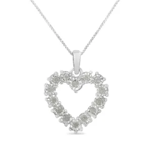 .925 Sterling Silver 1/3 Cttw Diamond Miracle-Set Open Heart 18" Pendant Necklace (I-J Color, I2-I3 Clarity)