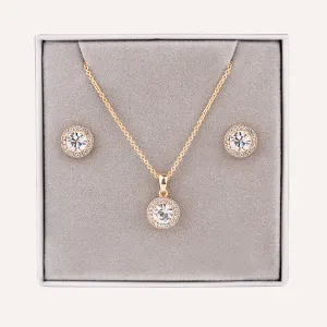 April Diamond-Colour Birthstone Necklace & Earring Set In Gold-Tone