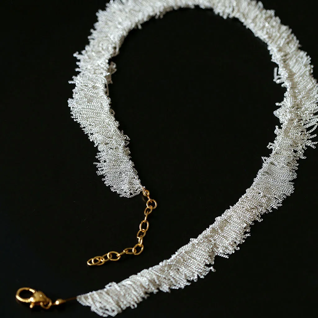 Bold 18K Gold Plated Sterling Silver Waterfall Tassel Choker Necklace