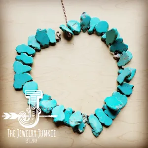 **Chunky Blue Turquoise Slab Collar Necklace 256c