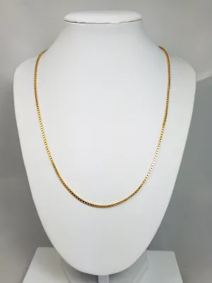 Classic 20" Solid 14k Yellow Gold Box Link Chain Necklace Italy