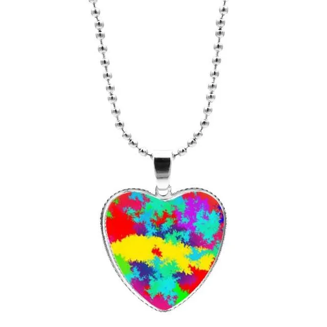 Colorful Jigsaw Puzzle Autism Awareness Hope Necklace Love Heart Shape Glass Cabochon Pendant Necklace Kids Autism Jewelry Gifts