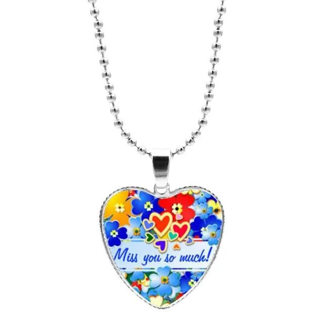 Colorful Jigsaw Puzzle Autism Awareness Hope Necklace Love Heart Shape Glass Cabochon Pendant Necklace Kids Autism Jewelry Gifts