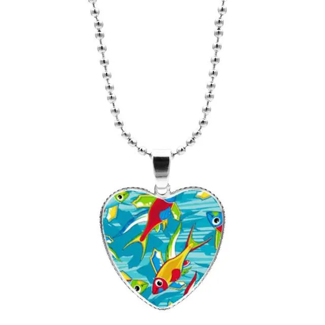 Colorful Jigsaw Puzzle Autism Awareness Hope Necklace Love Heart Shape Glass Cabochon Pendant Necklace Kids Autism Jewelry Gifts