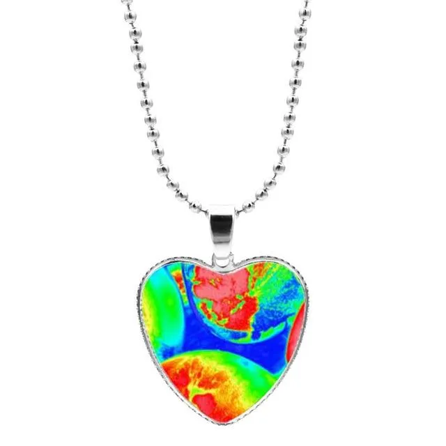 Colorful Jigsaw Puzzle Autism Awareness Hope Necklace Love Heart Shape Glass Cabochon Pendant Necklace Kids Autism Jewelry Gifts