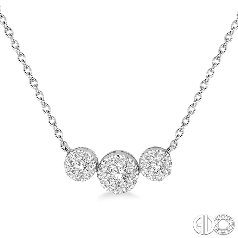 Diamond Cluster Necklace In White Gold