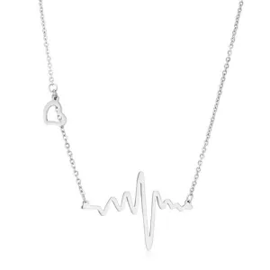 Hana Heartbeat Silver Stainless Steel Necklace