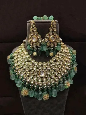 Huge Emerald Bridal Necklace And Earring Set