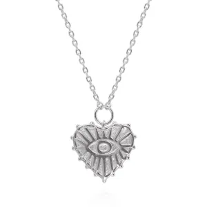 Ines Heart Eye Pendant Necklace | 925 Sterling Silver