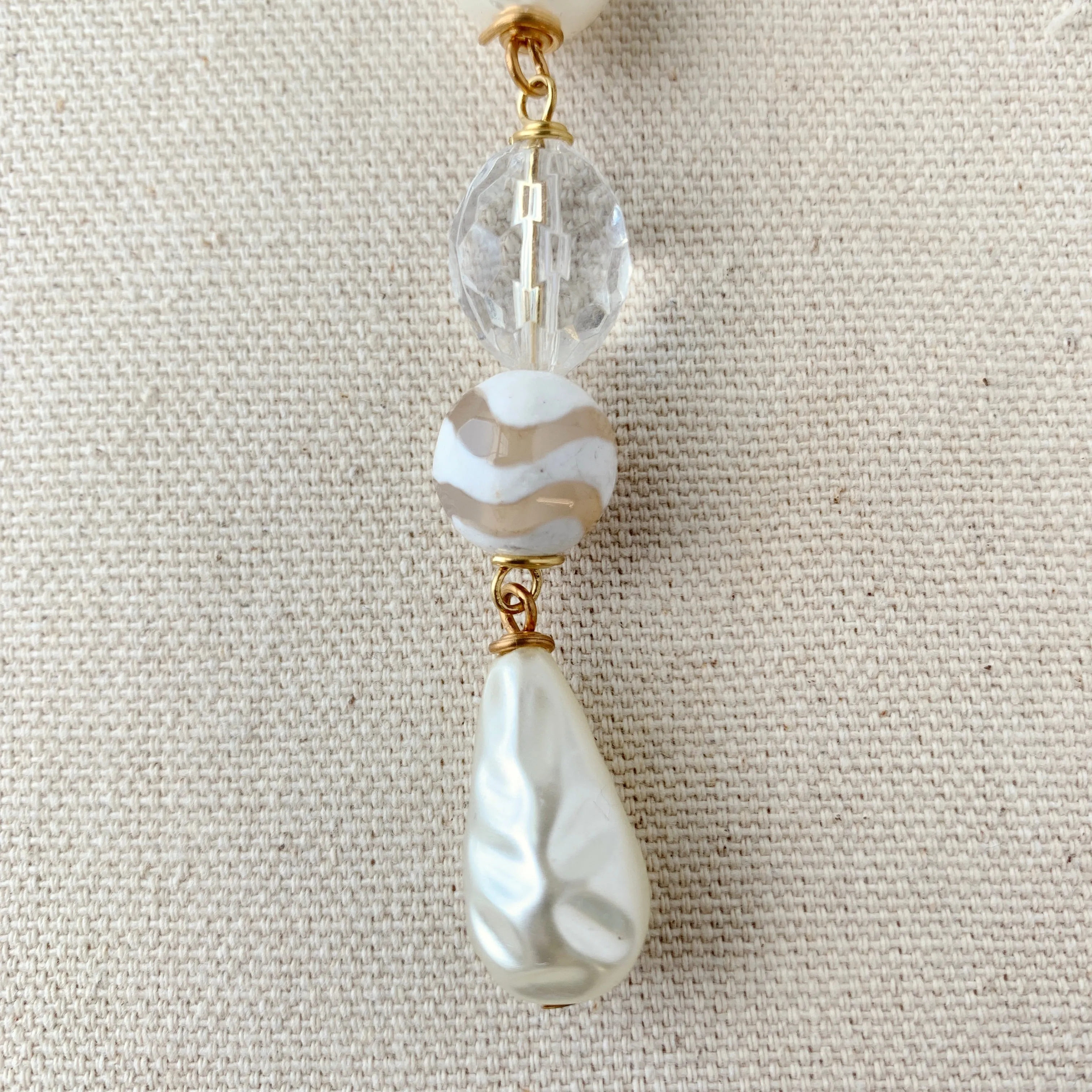 Magnolia Collection Pearl and Agate Chandelier Pendant Necklace