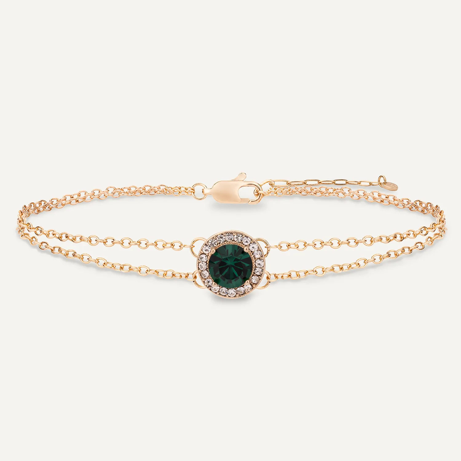 May Emerald-Colour Birthstone Clasp Bracelet In Gold-Tone