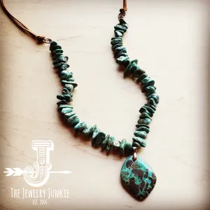 Natural Turquoise Chunky Necklace with Large Natural Pendant 250f