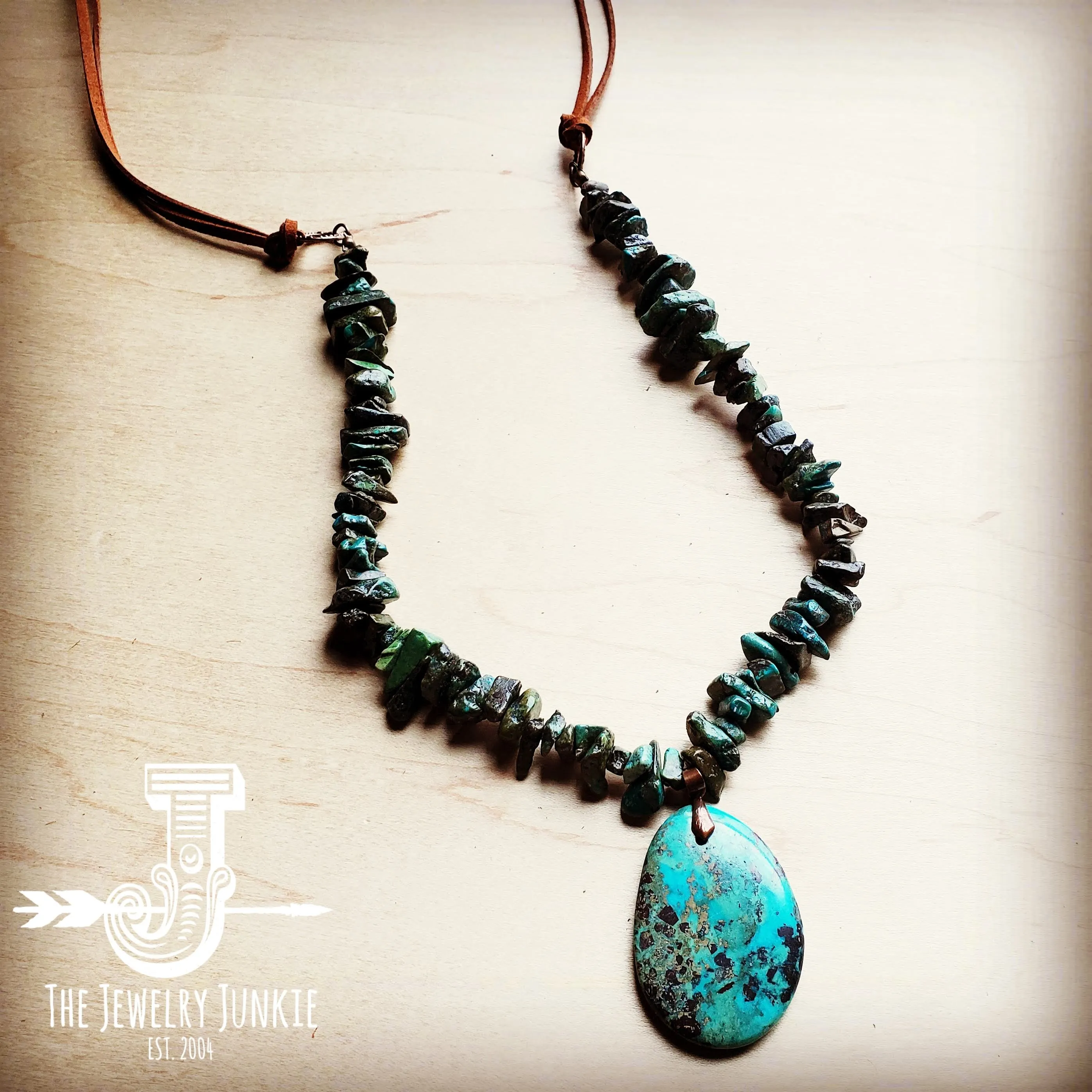 Natural Turquoise Chunky Necklace with Large Natural Pendant 250f