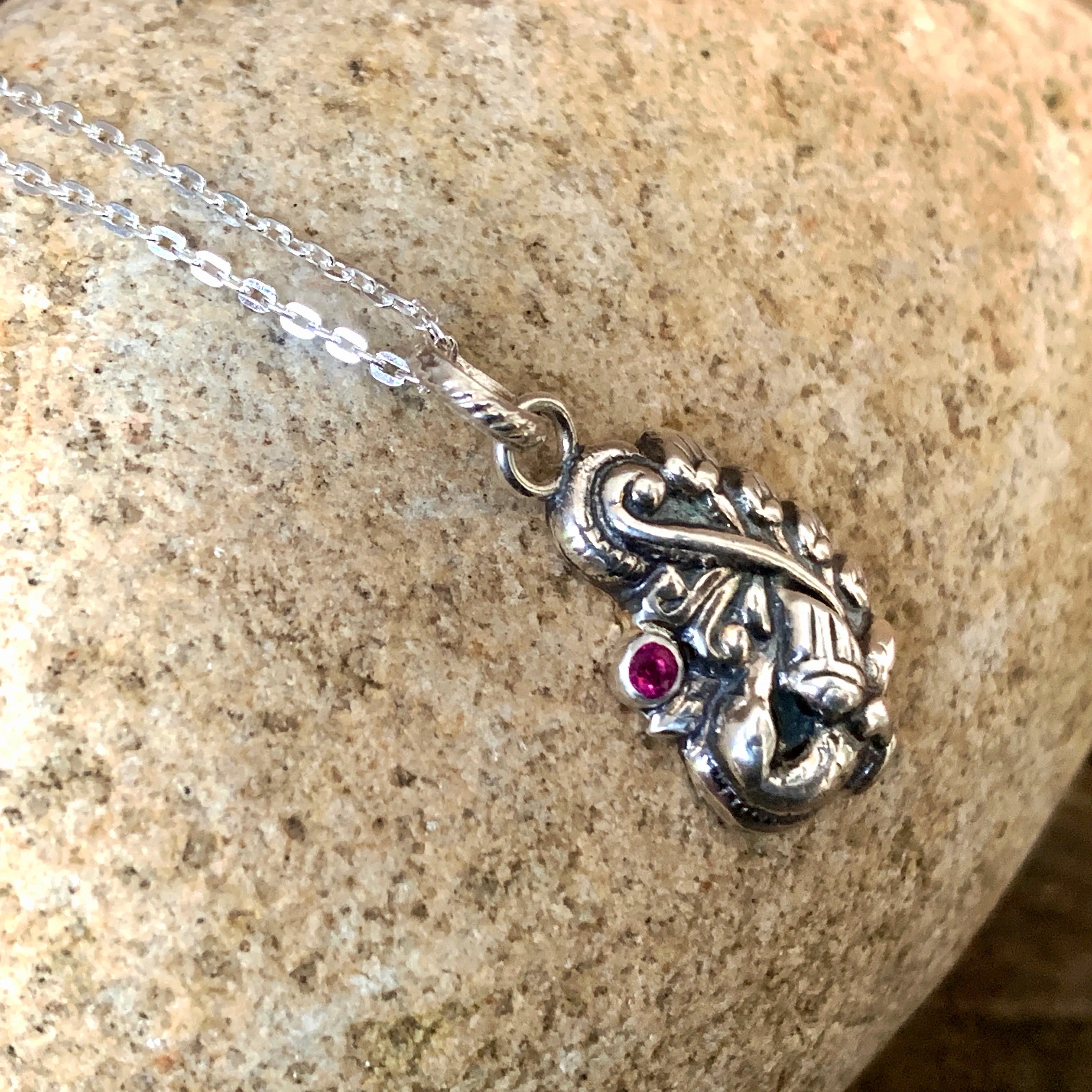 Peacock pendant with Ruby