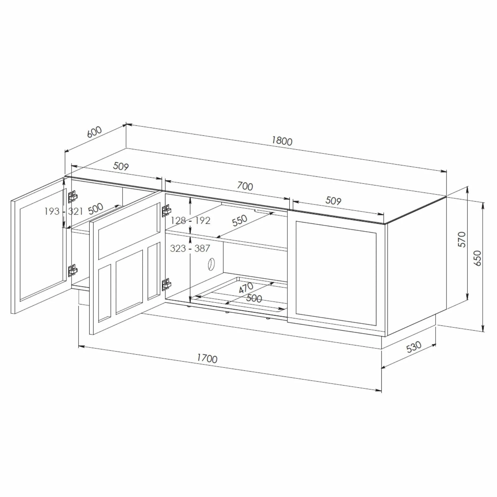 PLATINUM 180cm Home Theatre Unit, TV Unit Black by Tauris