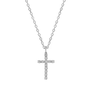 Pre-Owned Kay 1/4 ct Round-cut Diamond Cross Necklace in White Gold