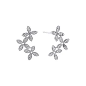 Silver Floating Florals Diamond Earrings