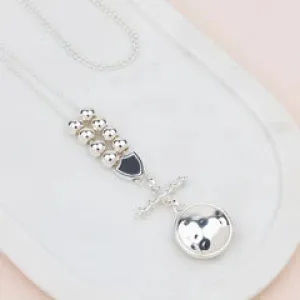 Silver TBar Disc & Bead Necklace**