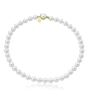 Sterling Silver Gold Plated Necklace for Women with Organic Pearl, 10mm Round White Pearls, 17.7" Necklace Length, Lyra Collection