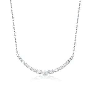 Sterling Silver White Gold Plated with 1.96ct Lab Created Moissanite Curved Bar Necklace