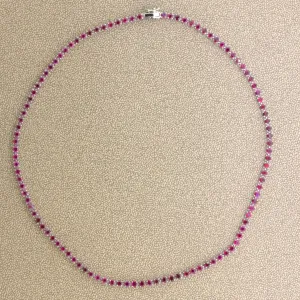 Superb 15.12 Carat Ruby Platinum Tennis Necklace