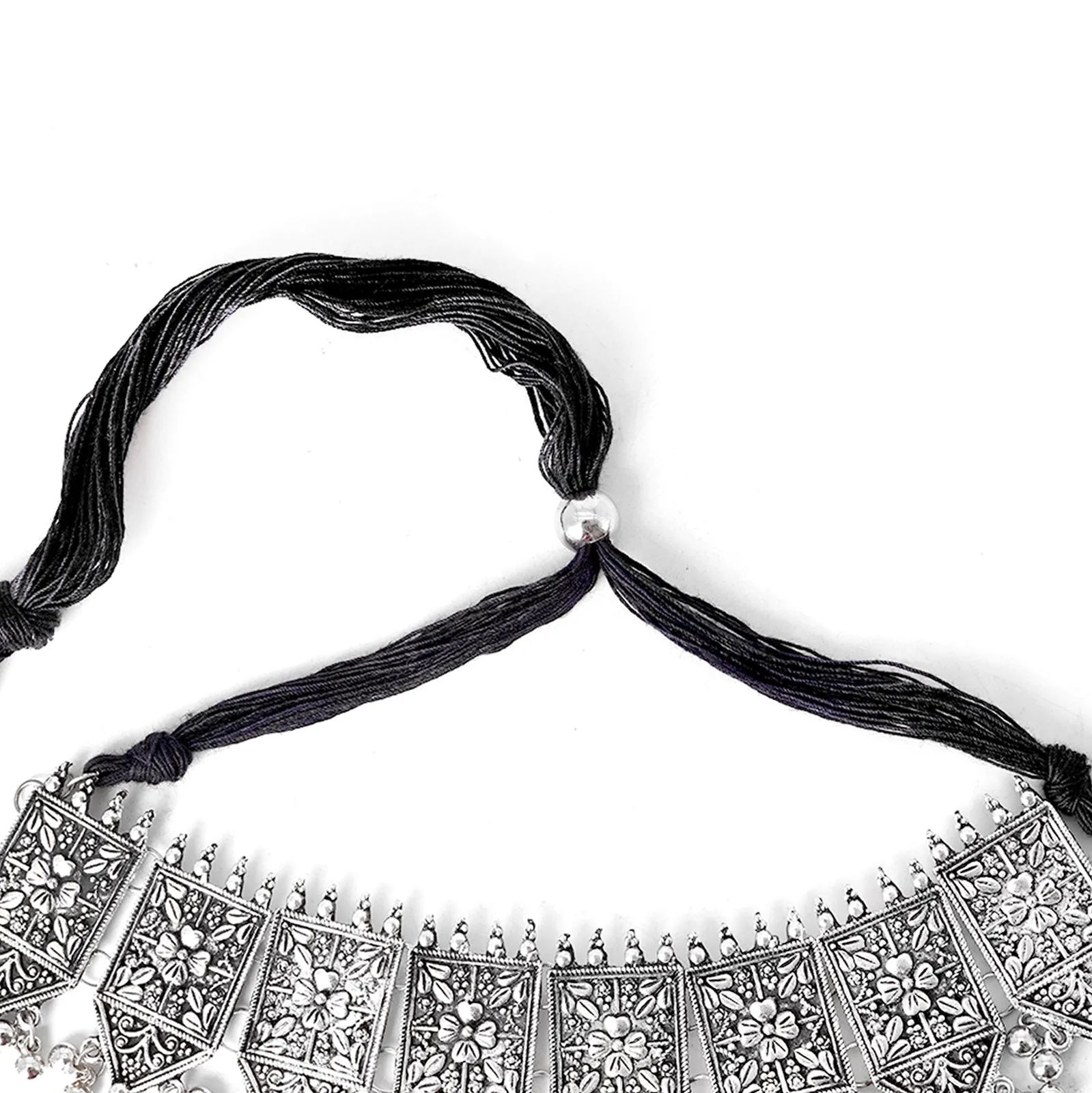 Teejh Dyuti Antique Silver Polish Choker Necklace Set